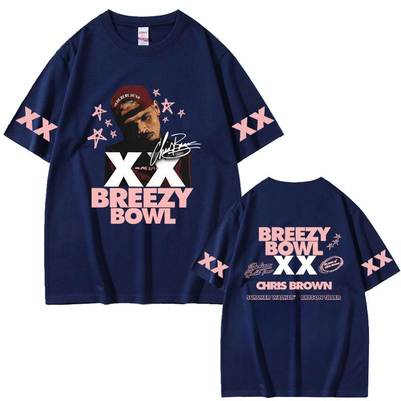 2026 SpringSummer Rap Artist Chris Brown Breezy Bowl XX Tour Mens and Womens HipHop Streetwear TShirts