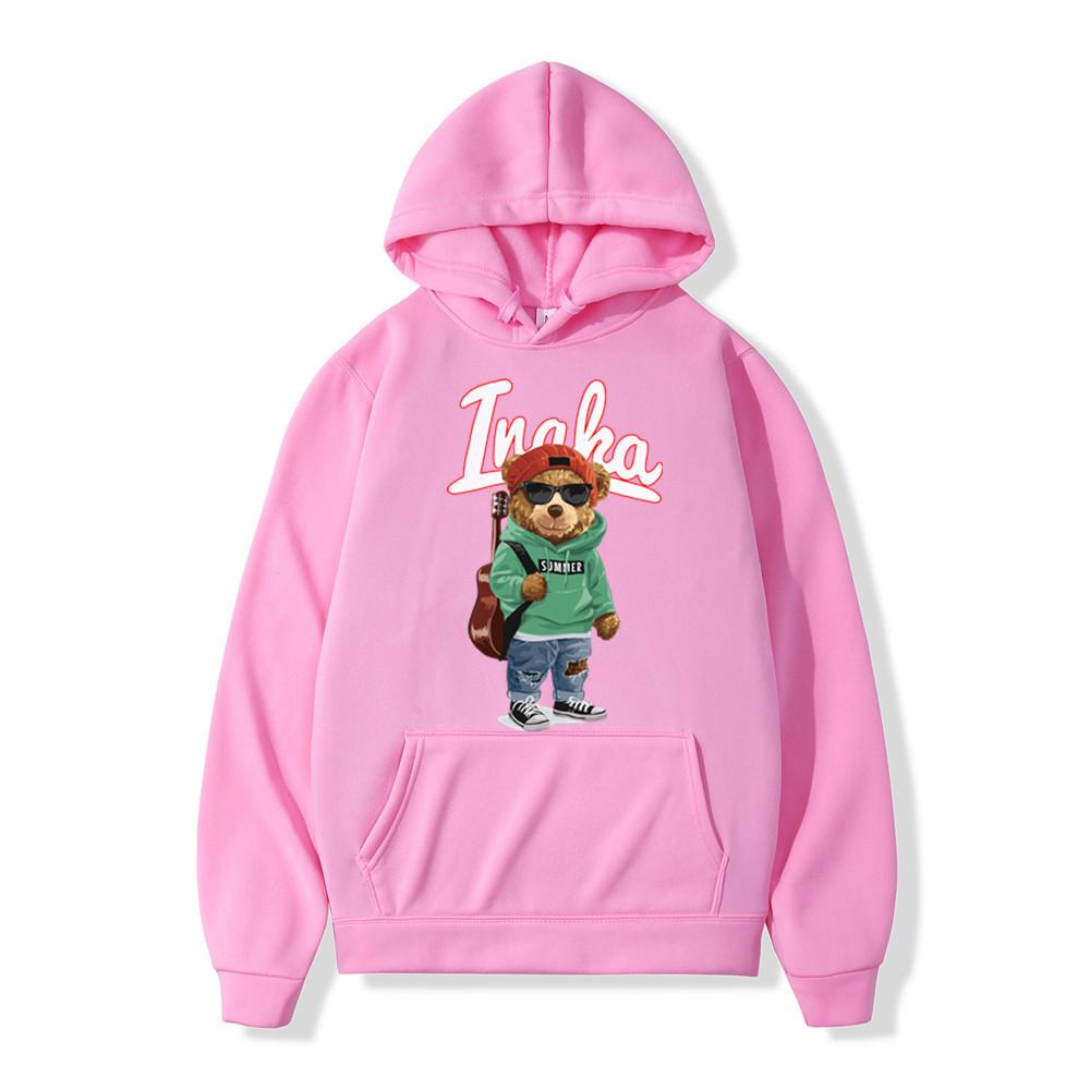 Herren Hoodies Hip Hop Inaka Power Toy Bear Print Fleece Hoody Sweatshirt Frauen Harajuku Pullover Streetwear Hoodie Unisex Kleidung
