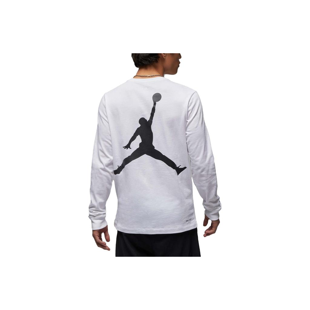 Jordan Amerikansk Retro Bogstavmærke Logo Print Rund Hals Langærmet T-shirt Herre Toppe Hvid DV8447-100