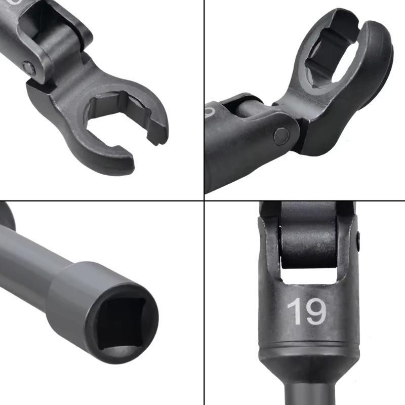 6pc Ergonomic Open End Wrench Kit 12-19mm Flexible Head Motion High Strength Steel Socket Wrench For Auto Maintenance