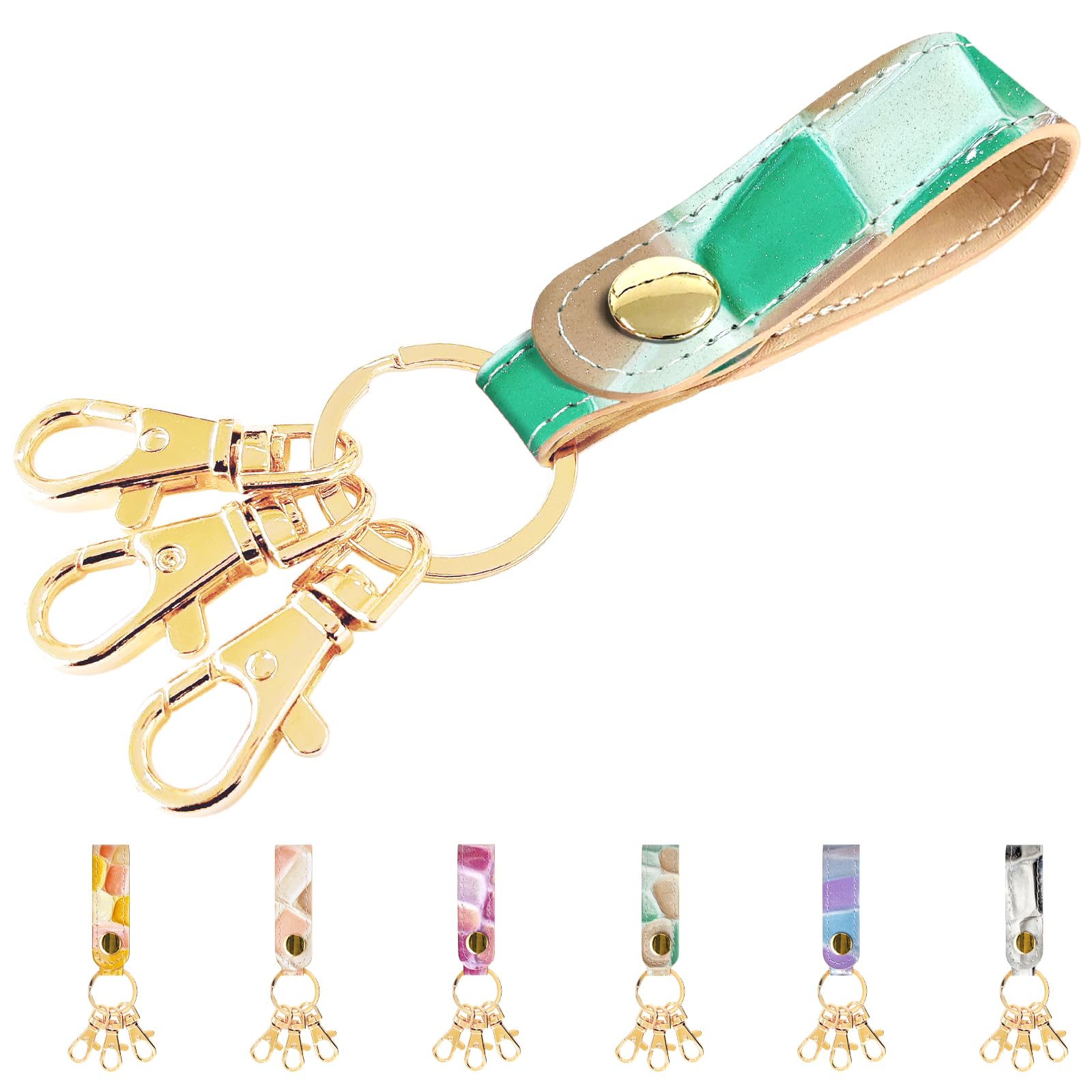 

Модный эмалированный брелок Yamagishi с 3 кольцами, Женский брелок из натуральной кожи, Держатель для ключей на кнопке-застежке, Крепление на ремень, Брелок для сумки, Витраж