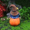 Garden Pumpkin Gnome Figurine Holding Snail Sitting Dwarf Elf Resin Statue Sculpture Indoor Outdoor Thanksgiving Harvest Festival Fall Desktop