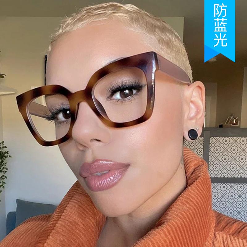 European American Stylish Glasses Women Square Shape Anti Blue Light Women's Glasses Frames Daily Decorative Men Glasses