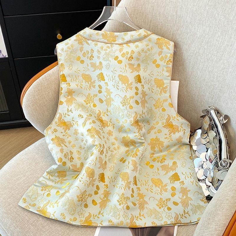 Vintage-Weste 2025 neu Jacquard Goldfisch