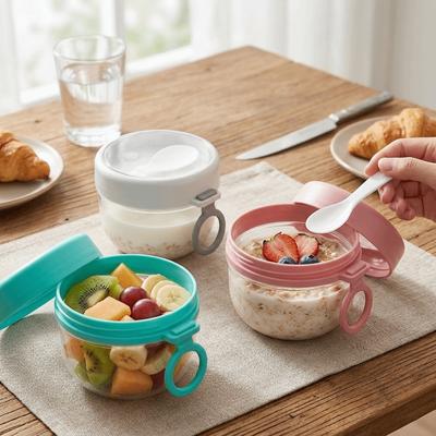 Leak Proof Oatmeal Cup Food Grade Breakfast Mug Stackable Design Yogurt Jar Breakfast