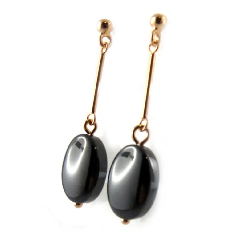 Les Trésors De Lily [E9811] - Pozlacené náušnice 'Dražé' Černé zlato - 35x10 mm