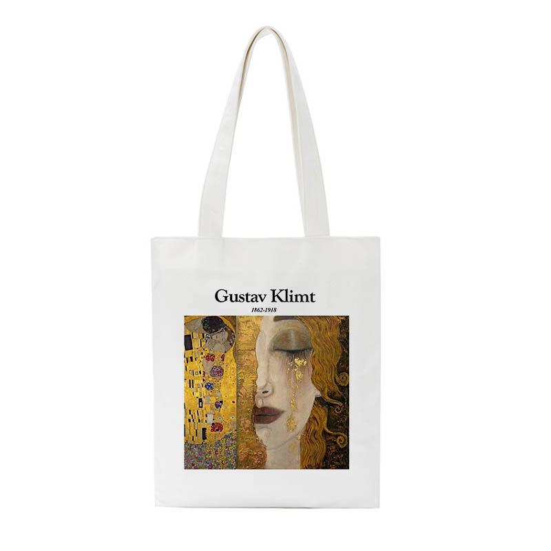 Gustav Klimt Bag New Shopper Bag Casual Harajuku High-capacity Canvas Bag Art Letter Fun Fashion Vintage Women Shoulder Bags