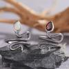 S925 Sterling Silver Inlaid With Natural Garnet, Opal Color Botai Silver Ring, Female Snake Hipster Personality Exaggerated Open Ring