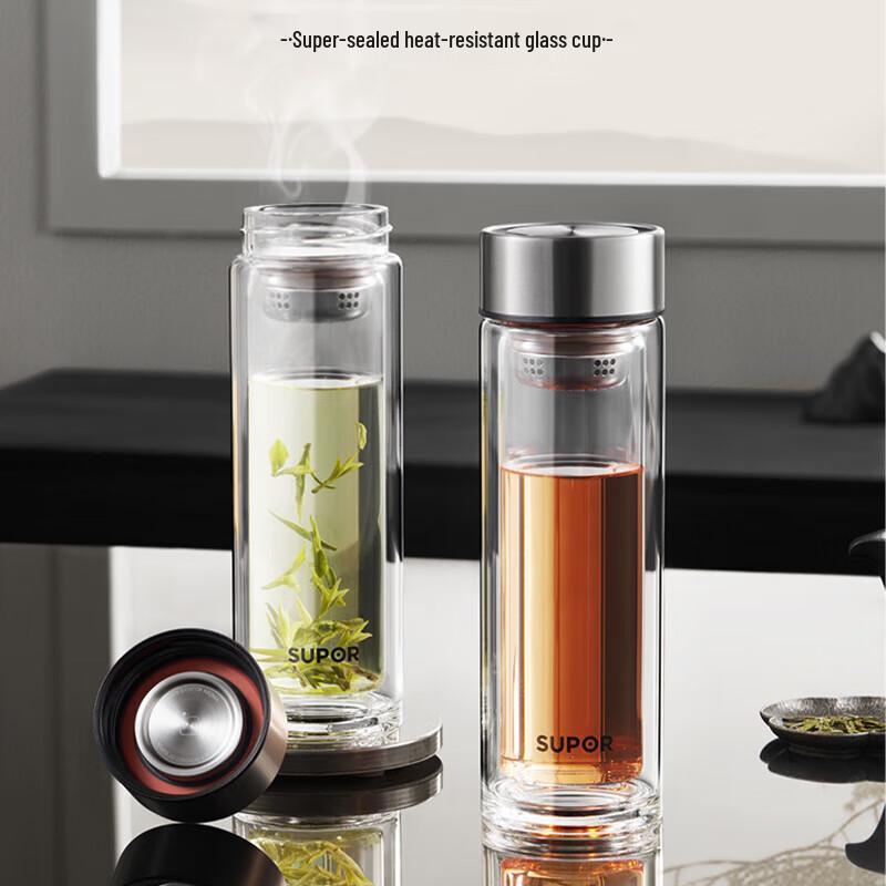 Supor Double Wall Glass Tea Cup with Infuser