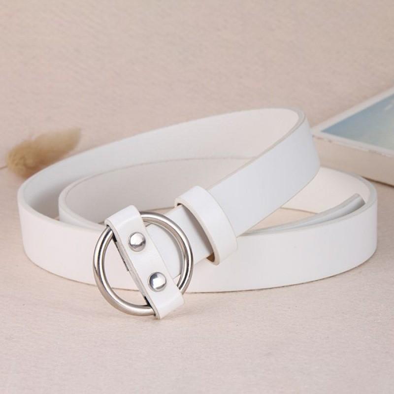 Sleek Versatile Womens Korean Circle Buckle Denim Belt Crafted From Quality Pu Style For