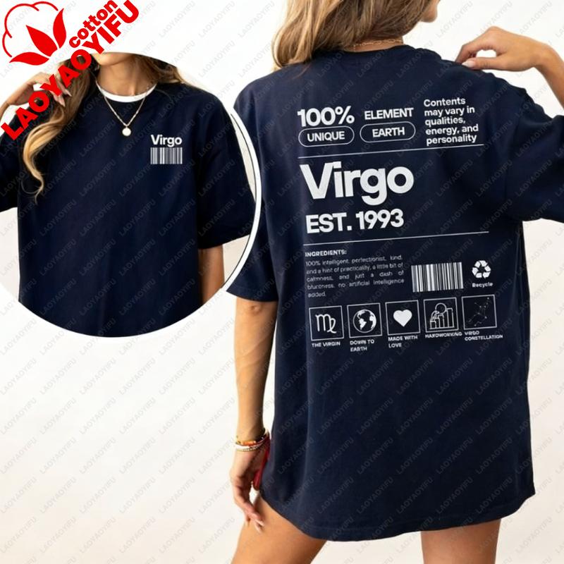 Virgo Shirt Gift Custom Zodiac Tshirt Personalized Astrology Gift Horoscope Tops September Birthday Vintage August Birthday Gift S