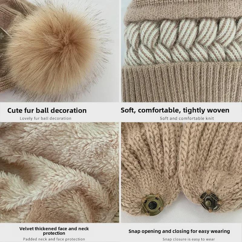 Women's Korean Style Wool Hat & Scarf Set – Cute, Cold-Proof, Ear & Neck Protection for Autumn/Winter