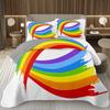 Rainbow Bedspread Queen/Full People Celebrating International Day for LGBT Community Quilt Set Colorful Rainbow Striped Coverlet