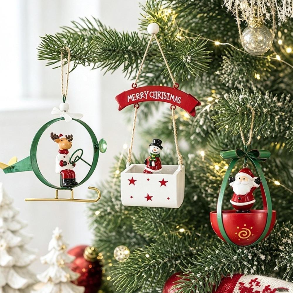 Hanging Christmas Tree Pendant Iron Xmas Hanging Ornaments Snowman Pendant Holiday Decor