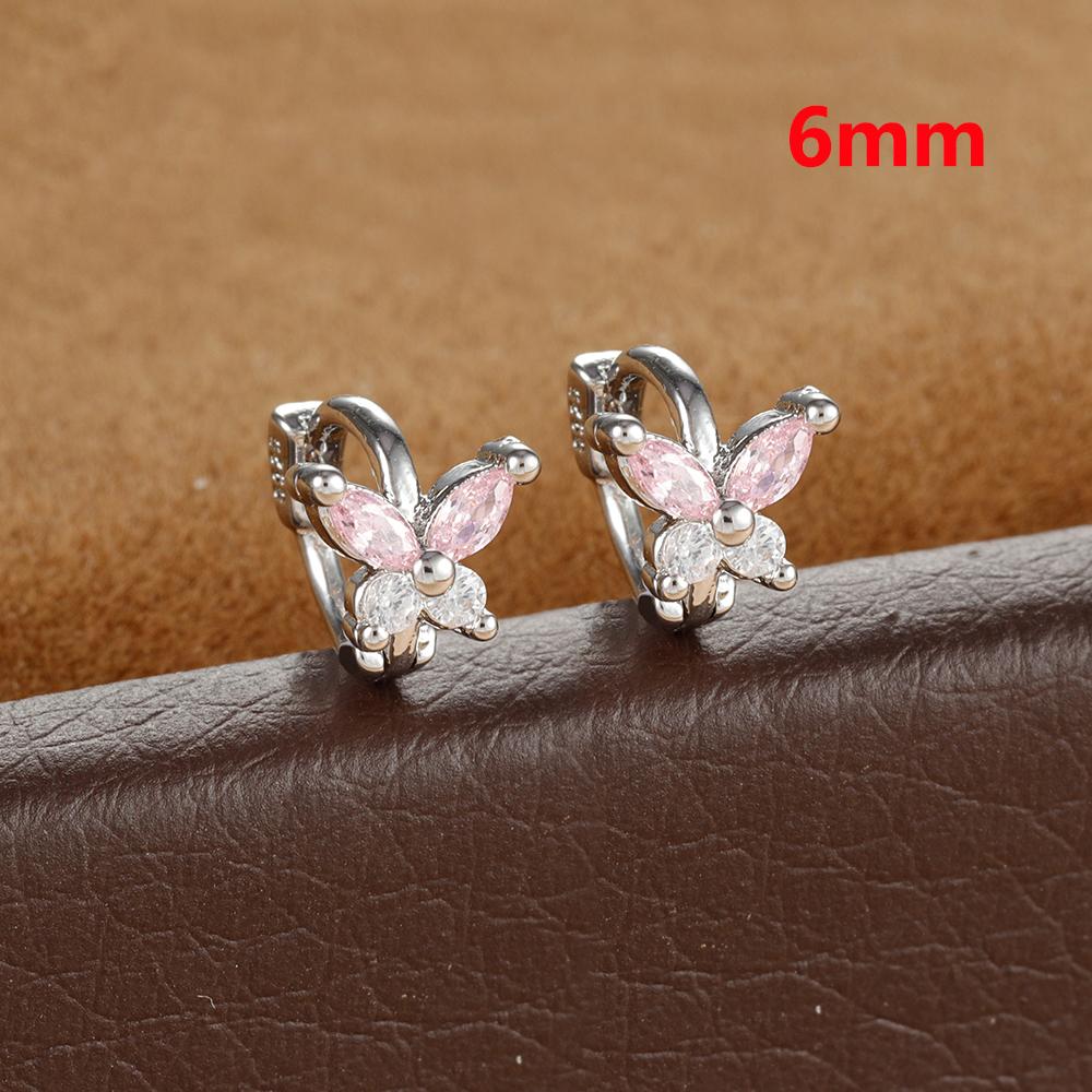Stainless Steel Zircon Butterfly Minimal Hoop Earrings Small Gold Plated Huggie Earring Ear Buckle Cartilage Piercing Jewelry