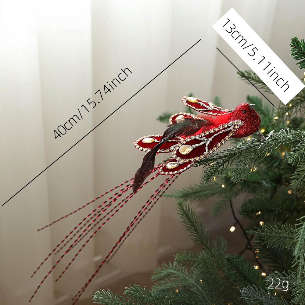 

Glitter Simulation Bird Decor Realistic Christmas Tree Decoration Home Decor красный