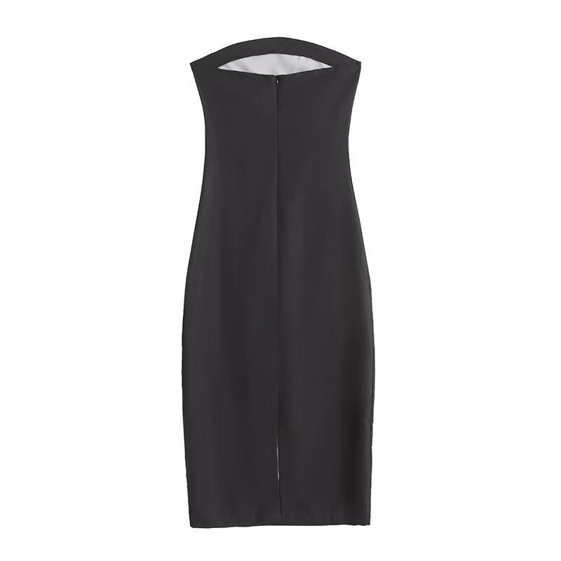 Fashion Off-the-shoulder Printed Women's Elegant Contrast Color Loose Beachwear Casual Ladies Sleeveless Tube Top Dress