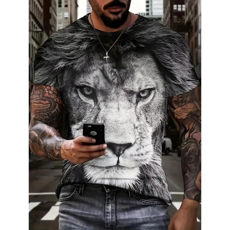 Fashion Men's Crew Neck Short Sleeve 3D Casual Color Printing Casual Short Sleeve Crew Neck T-Shirt