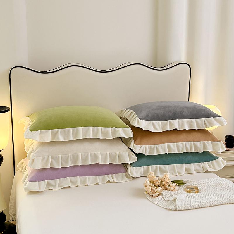 2 szt. Pojedyncza poszewka na poduszkę Miękka Ciepła Jesień/Zima Kryształowy Aksamit Flanelowa/Polarowa Poszewka na poduszkę Jednolita Kawa Camel 48*74cm Bez Wypełnienia