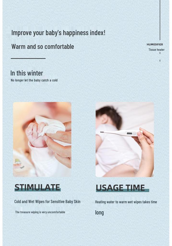Portable Insulated Wet Wipe Warmer Box with Constant Temperature Control