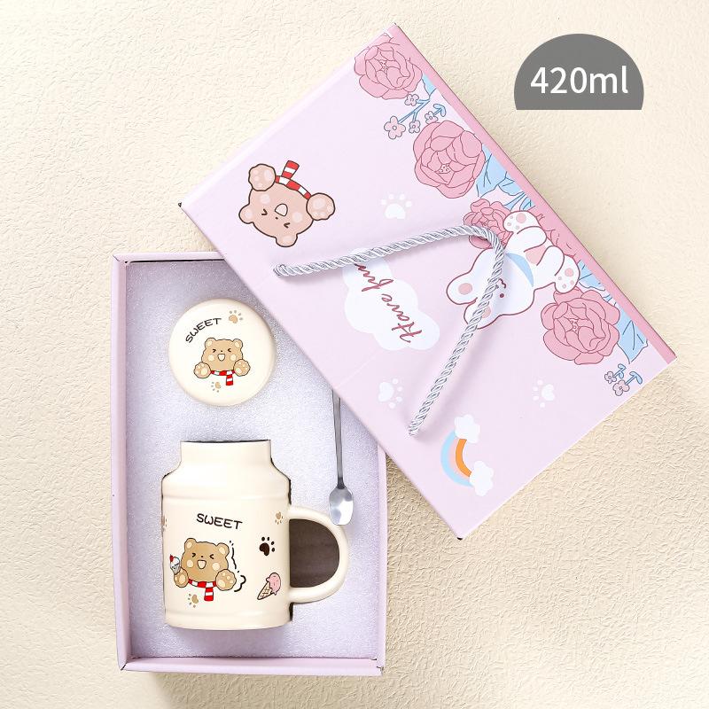 Niedlicher kreativer Retro-Becher Internet-Berühmtheit Hase Blume Tier Keramiktasse Damen Heim-Büro-Tasse Hase