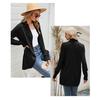GMXIA Women's Solid Color Print Mid-length Sweater Coat Temperament Loose Knit Autumn Winter Long Sleeve V-Neck Jackets & Coats