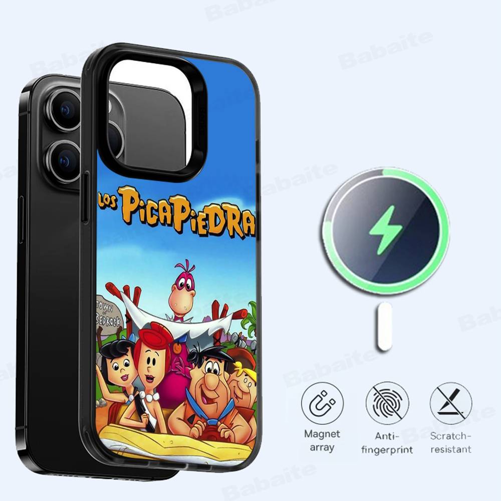 The Flintsto nes Cartoon For Case For IPhone 17 16 Pro Max 15 14 Plus 13 12 11 Wireless Charging Phone Cover