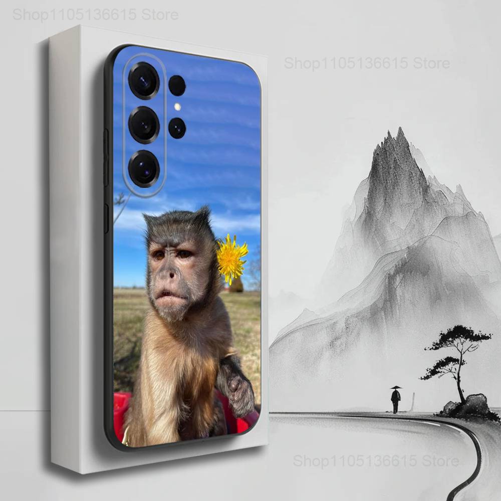 Emoticons Affe telefoniert Hülle für Samsung S9,S10,S20,S10,S21,S25,S24,S23,Ultra,FE,Plus,Lite,Weiches Silikon Schwarze Hülle