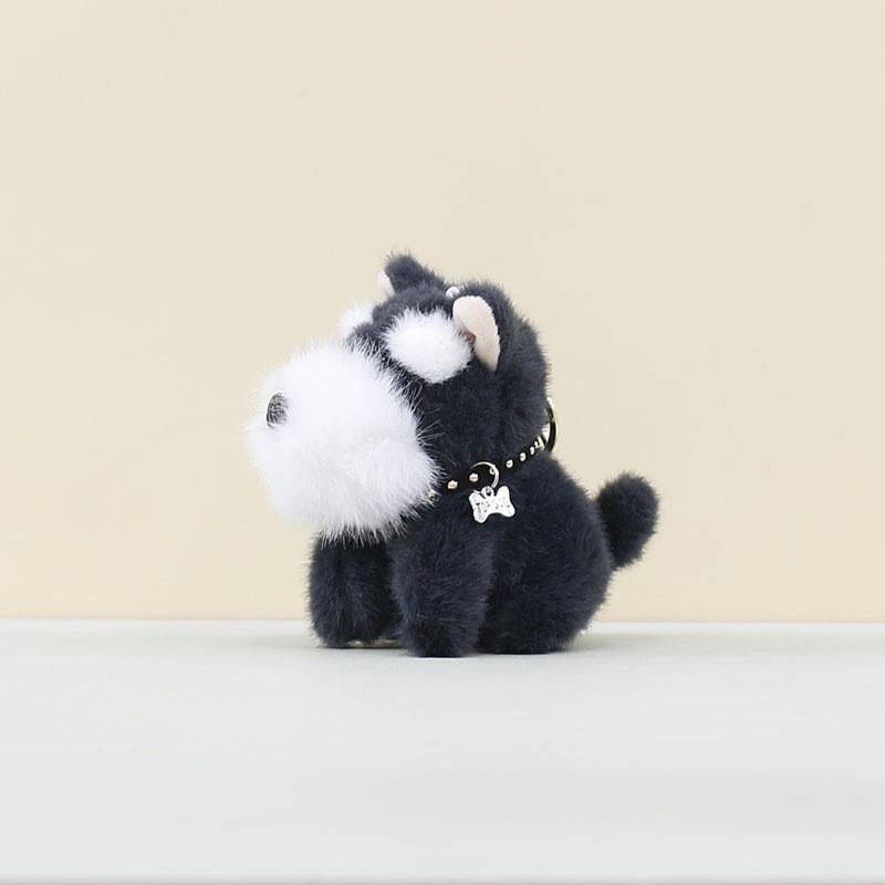Schnauzer Cute Stuffed Animal Doll Keyring Pendant For Backpack And Car Decor