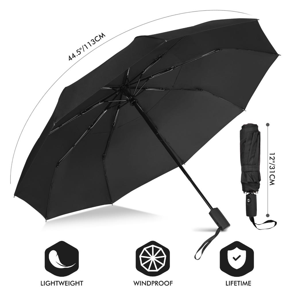 Foldable Umbrella Double Layer Lightweight Windproof 9 Ribs Parasol 23-inch Automatic Portable Strong Waterproof