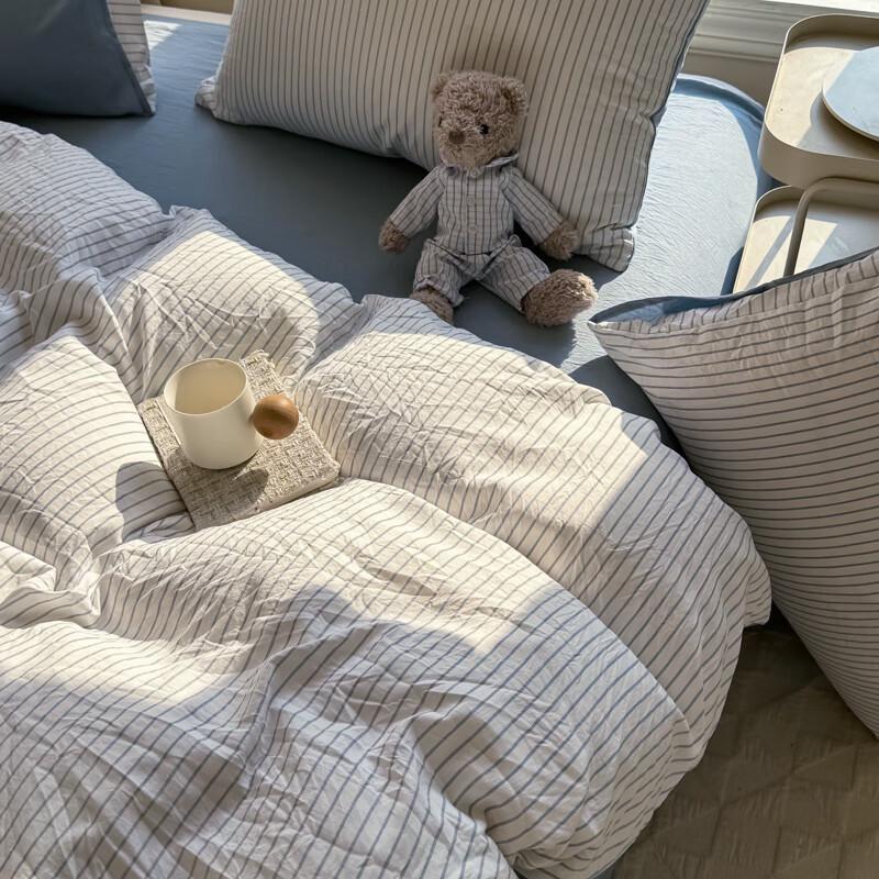 Muji Style Ribbed Cloud Yarn Cotton Bedding Set