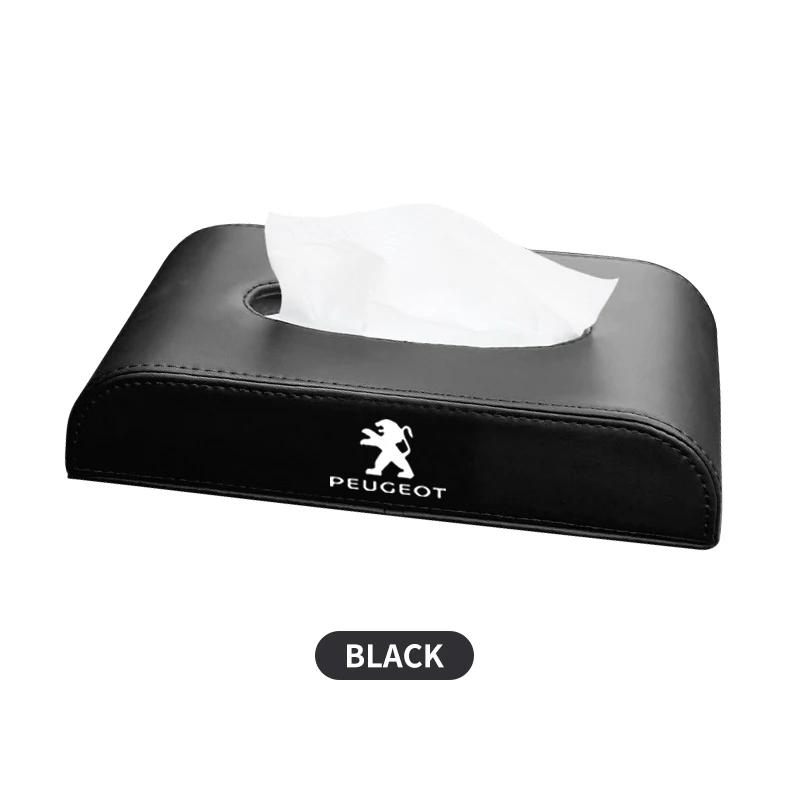 Car Tissue Box Armrest Type Leather Organizer Holder Badge Tissue Box For Peugeot 206 208 308 508 106 107 108 2008 3008 5008 207
