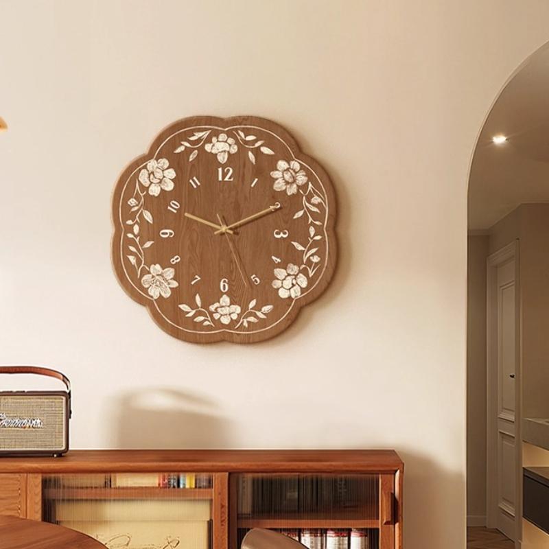 Round Design Wall Clocks Creative Chinese Style Fashion Vintage Wall Clocks Wooden Digital Horloge Murale Ornaments Home Decor