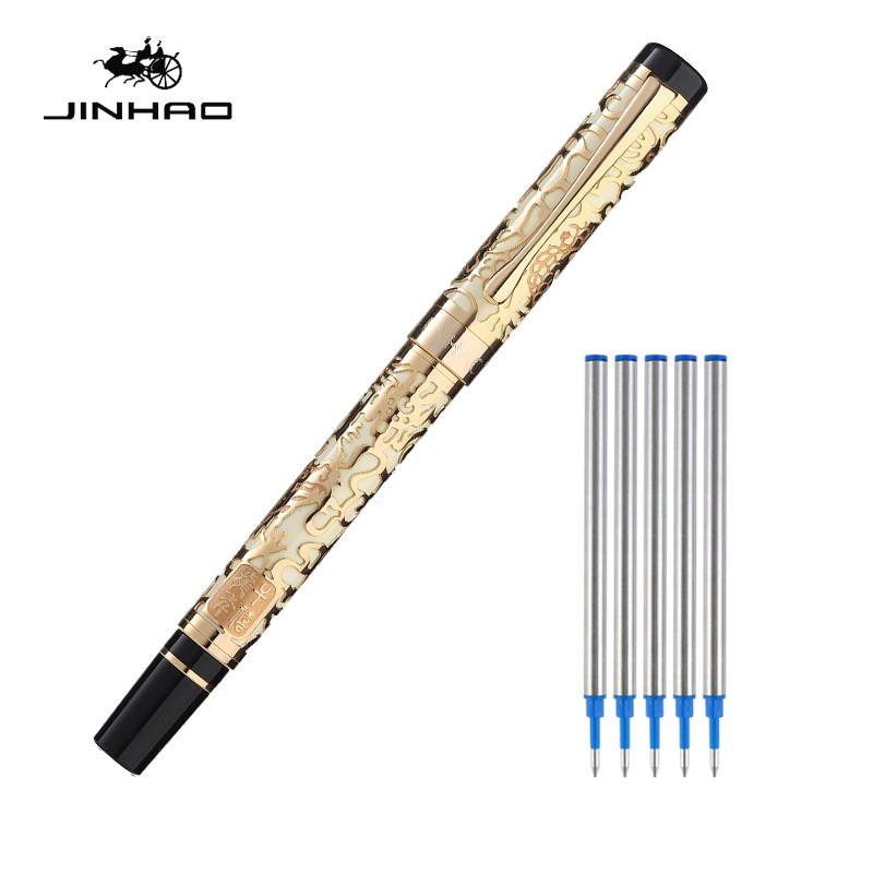 Jinhao 5000 High Quality Dragon Ballpoint Pen Luxury Executive Golden Ball Pen Black Ink Pen Stationery for School Office