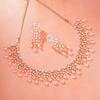 Комплект сверкающего ожерелья Estele из розового золота с CZ и мятно-розовыми камнями для женщин
