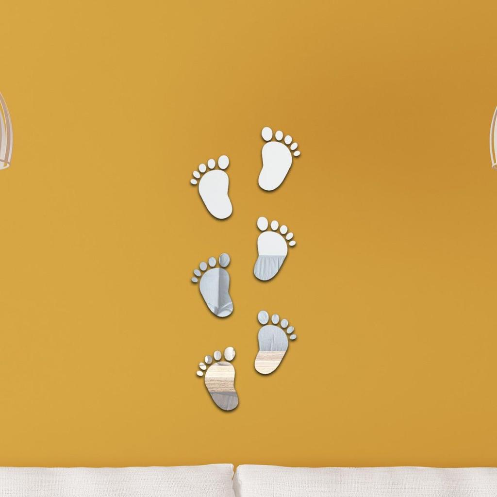 Cute Baby Footprint 3D Acrylic Wall Stickers for Living Room, Bedroom, and Stairwell Decoration