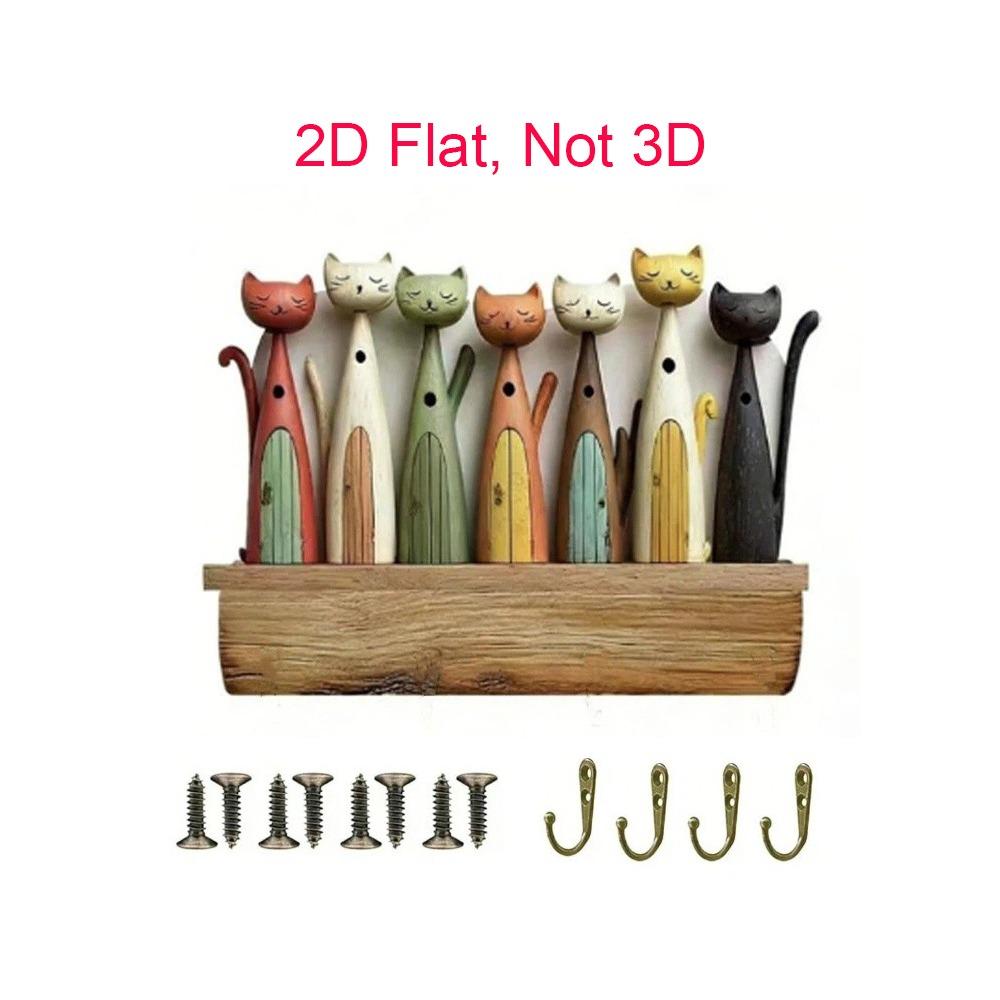 

Retro Design Wooden Key Hanger 2D Flat Key Hook Rack Wall Decoration Wall-Mounted Key Holder Home 11.81x9.06 in