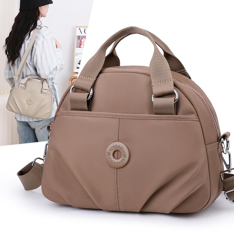 Women's Wrinkled Bag Solid Color Handbag Middle-aged Mother Bag Large Capacity Shoulder Crossbody Bag