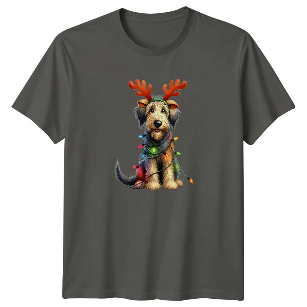 Christmas Holidays Dog Reindeer Antlers Lights Unisex Unisex Graphic Tee S
