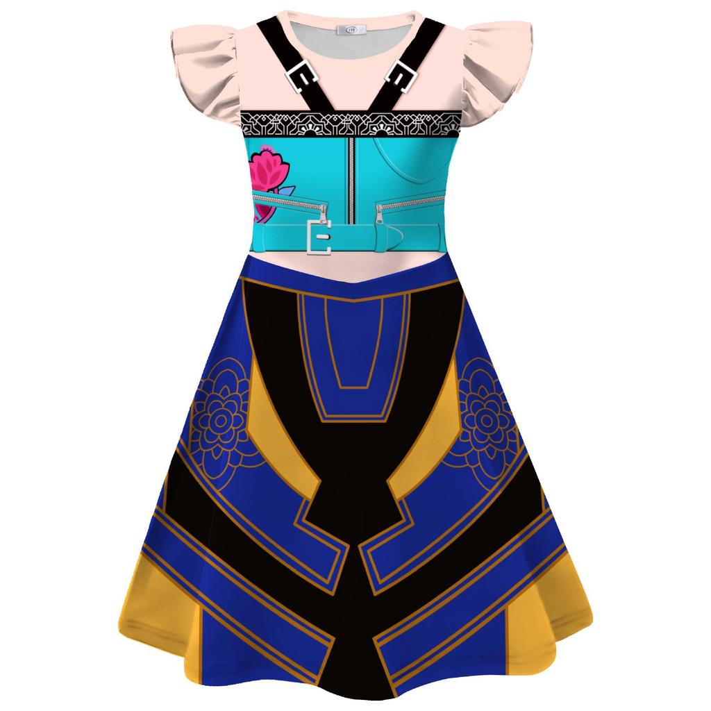 Girl Flying Sleeve Wide Cuff Dress Witch Hunting Team Children's Role Playing Dress Fashionable Cute Colorful Dress