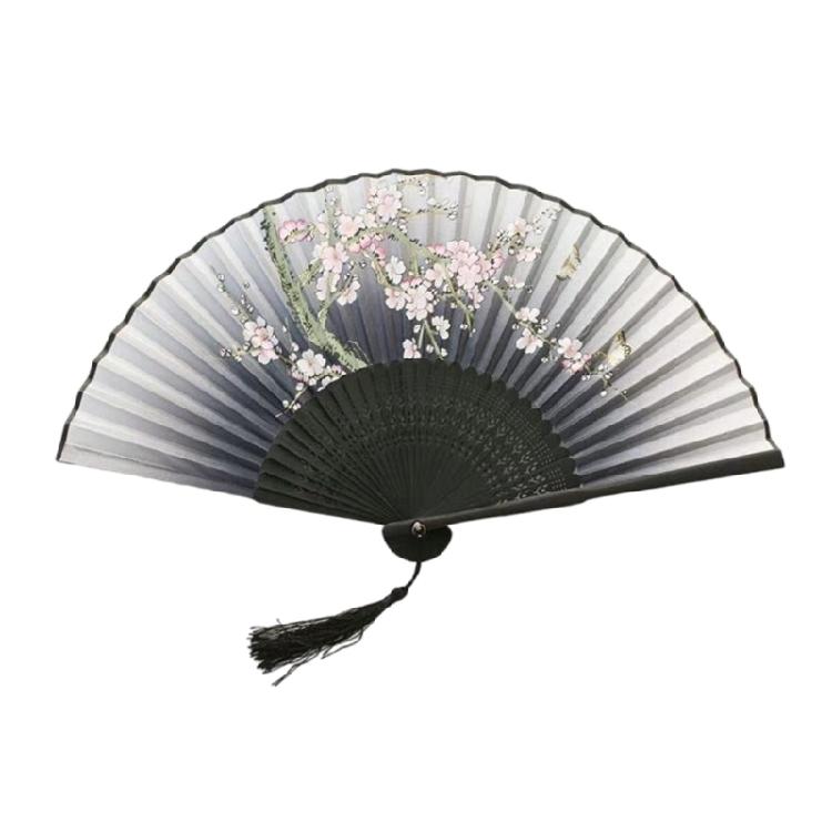 Women's Floral Handheld Fans Folding Hand Fans Silk Bamboo Hand Held Fans for Church Wedding Party Decorations Gifts