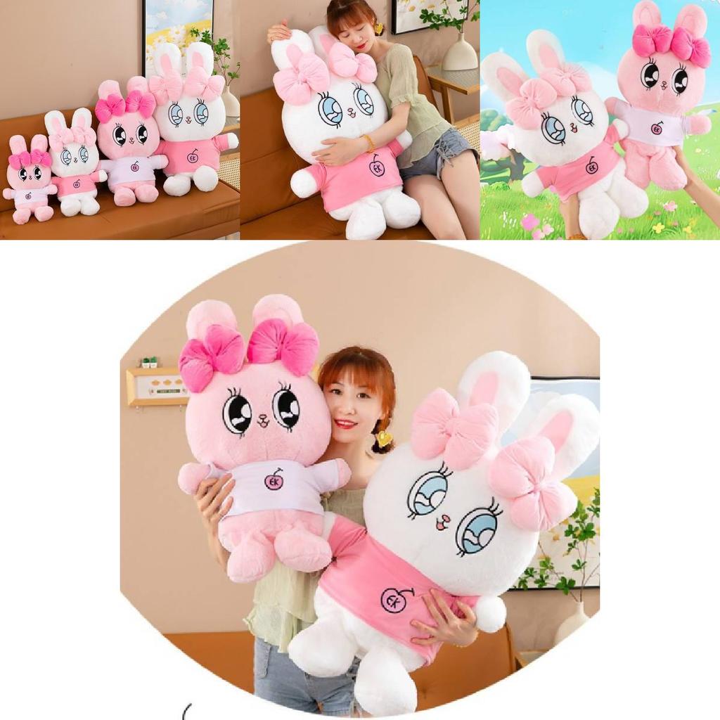 Adorable Plush Bunny Doll Soft Short Plush Stuffed Animal Pillow Cute Gift Toy