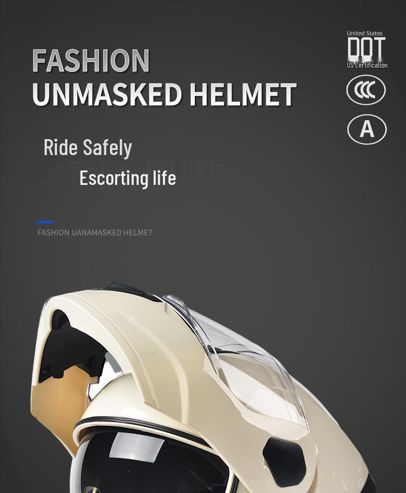 AD Full-Face Flip-Up Motorcycle Helmet, 3C/DOT Certified, All-Season Safety for Men & Women.