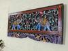 Hand-Painted Carved Wood Elephant Panel: Indian Wall Art