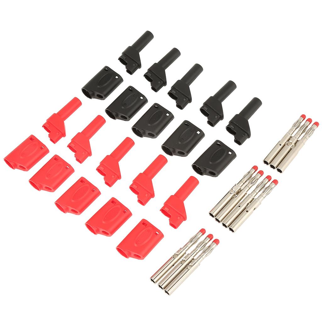 ZK50 10Pcs 4mm Red Black Safety Fully Insulated Stackable Banana Plug Connectors
