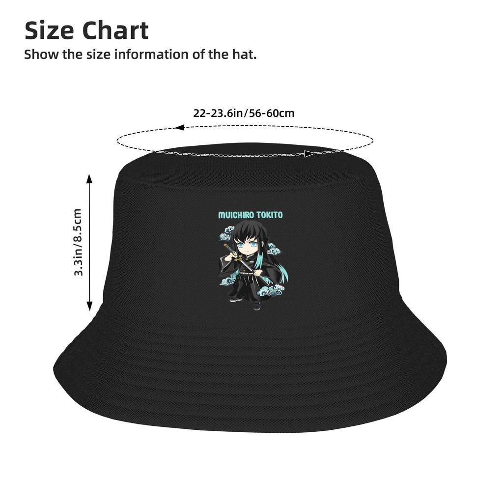 Unisex Bucket Hats Muichiro Tokito Summer Beach Vacation Getaway Headwear Hiking Fisherman Hats Anime Demon Slayer Panama Hat