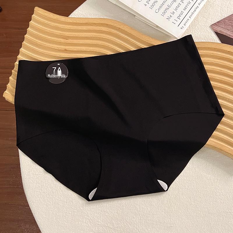 Korean Style Seamless Mid-Waist Women's Thongs: Ice Silk, Antibacterial, Skin-Friendly, Solid Color