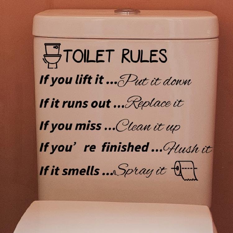 Toilet Rules Sticker Sign Vinyl Arts Decor for Hotel Home Restaurant Laundry