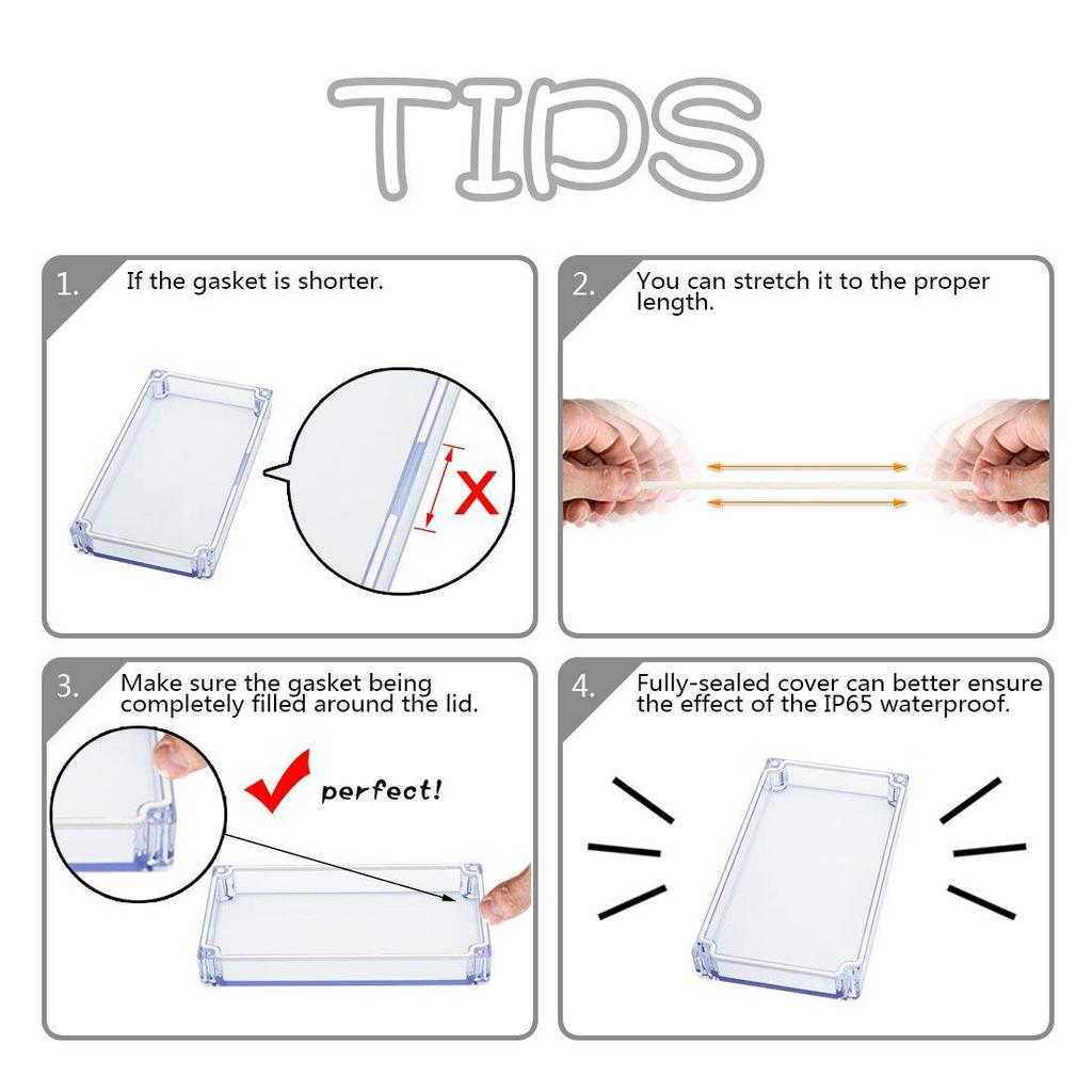ABS Plastic Junction Box, Dustproof Waterproof IP65 Electrical Box - Universal Project Enclosure Grey, with PC Transparent/Clear Cover