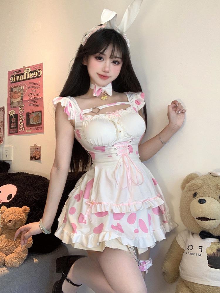Naughty Witch Sexy Lingerie Cosplay Hot Uniform PULeather Open Crotch Bodysuit Kawaii Transparent Chest Jumpsuit Rabbit Costumes
